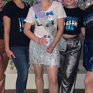 Silver sequin skirt